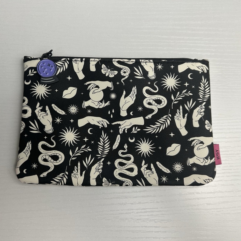 IPSY Glam Bag Pouch Bag October 2024 Halloween Bag Black and White Crystal Ball